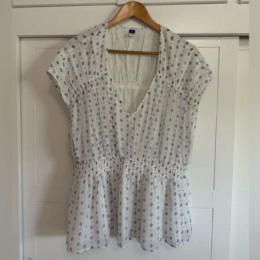 Printed Smocked Blouse